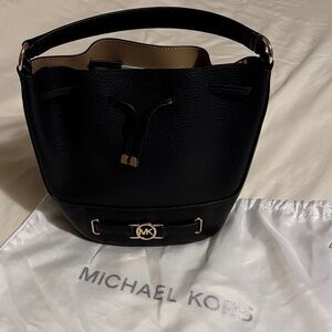 Michael Kors Black and Tan Bucket Bag